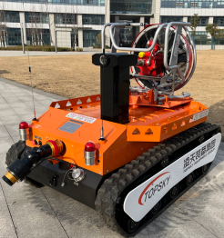 Explosion-proof firefighting robot with 6500N traction force 1100m remote control and 78.1% climbing ability